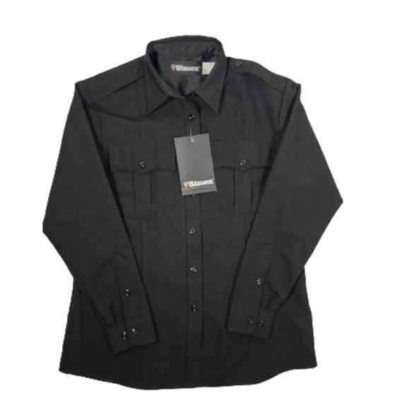 Blauer Black Zippered Polyester Uniform Shirt Women's Size 36 Reg Long Sleeve - Picture 1 of 7